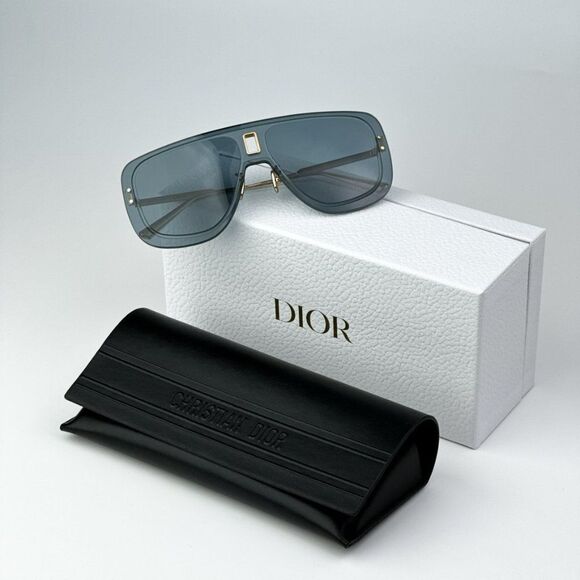 NEW Dior ULTRADIOR MU B0B0 Gold Blue Unisex Mask Sunglasses - Picture 2 of 16